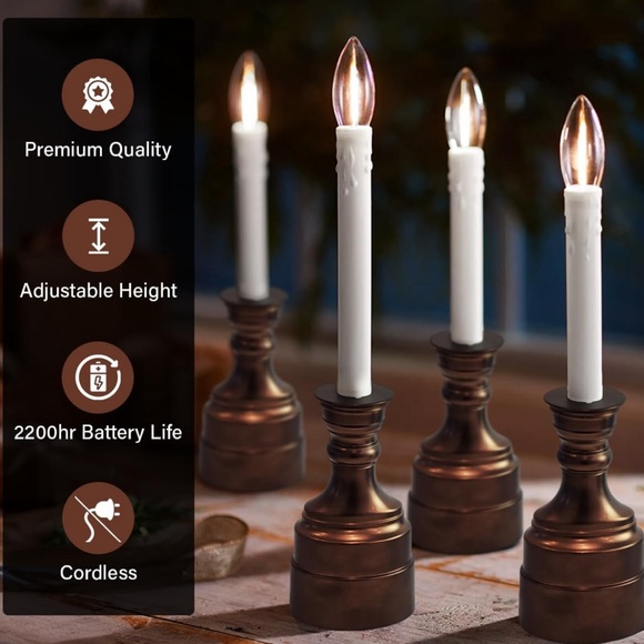 BRONZE Lights Set of 4 Premium Cordless Window Candles - Picture 2 of 3